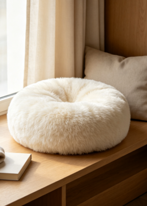 Soft Plush Round Window Cushion Stool